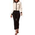 thumbnail image 2 of INSPIRE CHIC Women's Color Block Button Up Long Sleeve Work Shirt Beige 3X-Large, 2 of 7