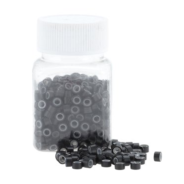 Unique Bargains 500 Pcs Perles de Cheveux Nano Mode pour Perruque Tressage pour Extension de Cheveux Noir