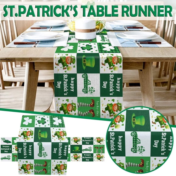 RKSTN Chemin de Table Imprimé pour la Saint-Patrick, Chemin de Table pour Fêtes Familiales, Décoration de Table