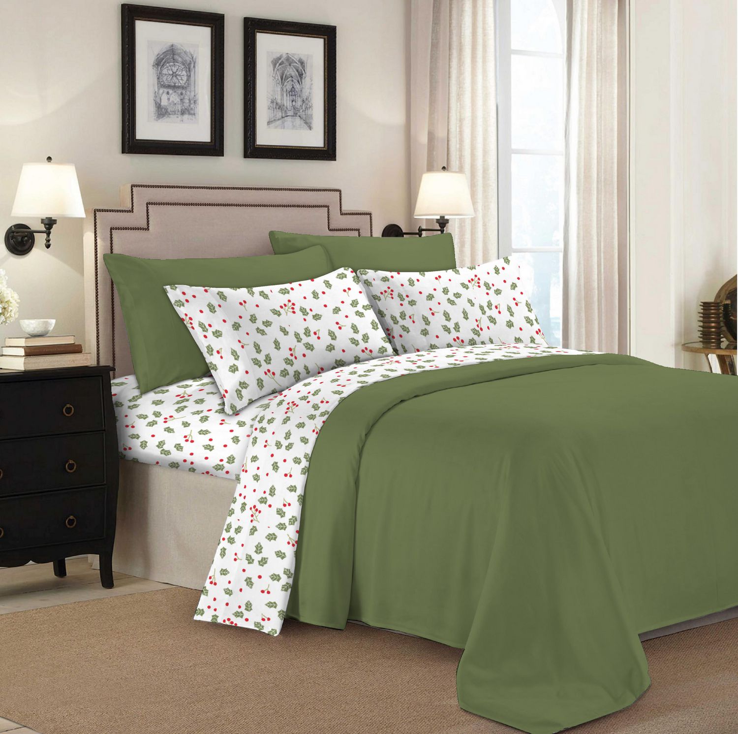 Ensembles de draps imprimés en coton à 144 fils Johnson Home