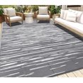 thumbnail image 1 of Findosom Tapis d'Extérieur Imperméable 9'x12 Pieds à Rayures, Tapis de Paille en Plastique Pliable et Réversible, Grand Tapis de Patio pour Extérieur, Véhicule Récréatif, Patio, Arrière-Cour, Terrasse, Pique-Nique, Plage, Camping Gris, 1 of 6