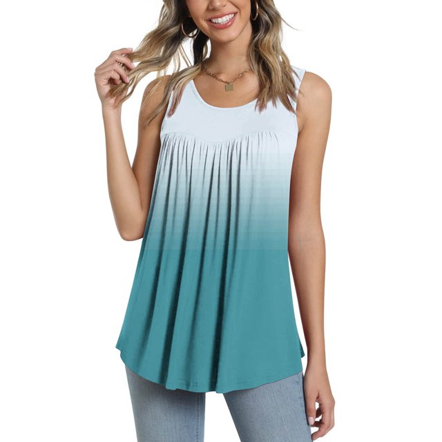 LSLJS Débardeurs pour Femmes Blouse d'Été Décontractée Sans Manches à Col Ras du Cou Hauts T-Shirt à Imprimé Floral Gilet pour Femmes
