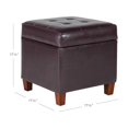 thumbnail image 2 of HomePop Pouf de Rangement Carré Capitonné en Similicuir avec Couvercle à Charnières, Brun, 2 of 5