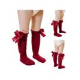 thumbnail image 2 of FOCUSNORM Baby Girls Knee High Socks Cable Knit Cotton Socks with Bow, 2 of 10