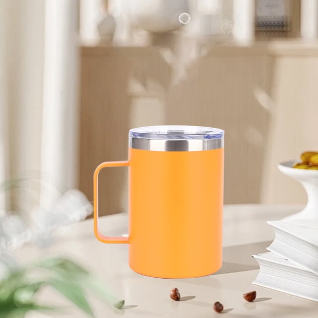 304 Stainless Steel Coffee Mug With Lid Thermal Insulation Outdoor Portable Comfortable Handle Heat And Cold Available