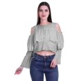 thumbnail image 1 of Moomaya Printed Casual Long Sleeve Tops Women Cold Shoulder Ruffle Sleeves Top, 1 of 4