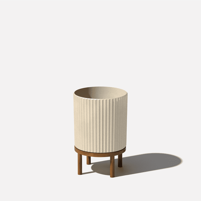 Veradek Mason Series Raised Demi 12" Plastic-Stone Planter with Stand - Sand/Brown