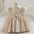 thumbnail image 3 of Robes pour Filles Robes de Demoiselle d'Honneur pour Bébés Filles Robes de Fête Robe de Concours à Manches Bouffantes avec Nœud Papillon, 3 of 4