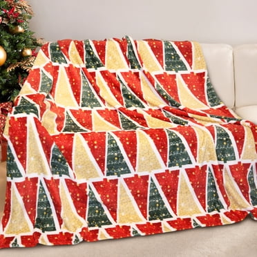 GOGREEN Couverture Douillette Couverture Imprimée Jeté Collection de Noël Couverture - Couverture en Molleton 300 G/m2 Jeté Taille Couverture pour Décoration de la Maison Couverture Ultra Douce Jeté en Microfibre (Jeté - 50 x 60 )