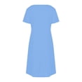 thumbnail image 4 of Liquidation d'Été 2025! Robe Grande Taille pour Femmes, Liquidation de Robe d'Été pour Femmes, Mode Féminine d'Été Couleur Unie Manches Courtes Col en V Robe Décontractée, 4 of 4