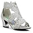 thumbnail image 3 of Enzo Romeo Lime03N Womens Open Toe Mid Heel Wedding Rhinestone Gladiator Sandal Wedge Shoes (7, Silver), 3 of 4