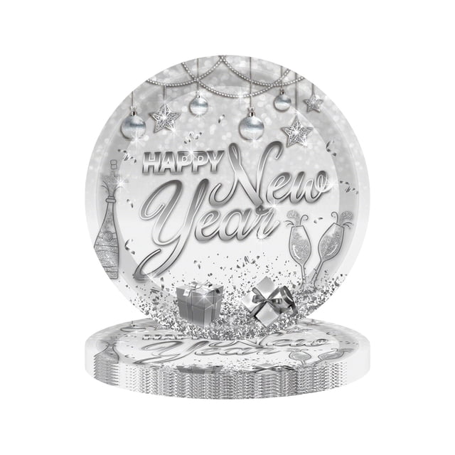 Qiulaii 16pcs Disposable Party Tableware Set Elegant Silver Design Premium Paper Plates Cups Napkins for Holiday Celebrations Dining Events