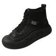 thumbnail image 3 of Espadrilles Montantes Semelle Épaisse Lacets Bottines pour Randonneur Automne Randonnée Noir 35, 3 of 9