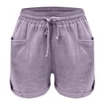 thumbnail image 4 of Timegard Womens Lounge Shorts Cotton Linen Elastic Waisted Drawstring Summer Loose Shorts with Pockets, 4 of 5