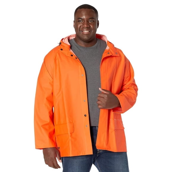 Helly-Hansen Workwear Mandal Adjustable Waterproof Jackets for Men - Heavy Duty Comfortable PVC-Coated Protective Rain Coat, Dark Orange - M