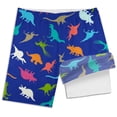 thumbnail image 3 of Hiiyo Little Boys Dinosaur Print Compression Liner Swim Trunks Board Shorts, 3 of 4