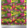 thumbnail image 1 of Soimoi Green Cotton Cambric Fabric Text,Heart & Triangle Geometric Decor Fabric Printed Yard 42 Inch Wide, 1 of 3