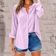 thumbnail image 1 of Wensltd Chemises à Manches Longues Col en V pour Femmes Tunique en Lin Ample avec Poche, 1 of 6