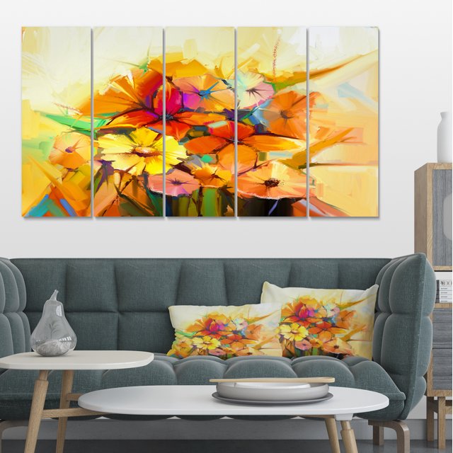 Fantastiques Fleurs de Gerbera Colorées - Grande Impression d'Art Floral sur Toile