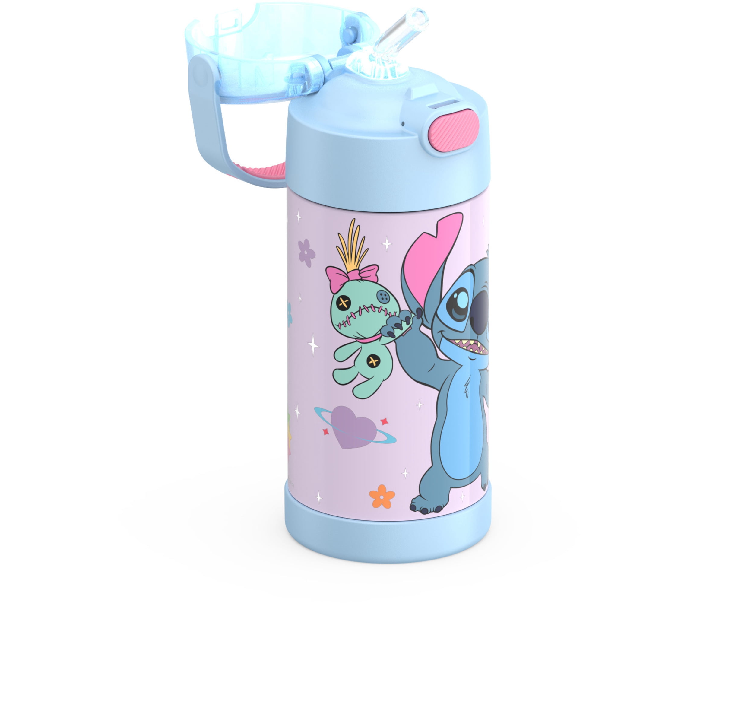 Bouteille isotherme Thermos Kids Funtainer en acier inoxydable de 12 oz avec paille rabattable, Stitch