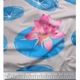 thumbnail image 1 of Soimoi Poly Georgette Fabric Leaves & Lotus Flower Printed Fabric 1 Yard 52 Inch Wide, 1 of 1