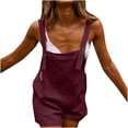 thumbnail image 1 of Womens Casual Summer Overalls Adjustable Straps Cotton Linen Shortalls Solid Shorts Jumpsuits Rompers with Pockets, 1 of 4