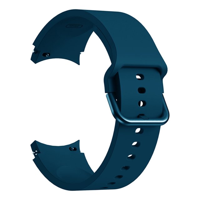 Cameland Watch For Samsung Galaxy Watch 4 44mm soft sport strap replacement in a deep blue color. Designed for Samsung Galaxy Watch 4 44mm, this strap is made of flexible, sweat-resistant material to prevent skin irritation. Features an aluminum buckle for secure fit and easy adjustability. Ideal for casual and formal use, compatible with 20mm width replacement bands.