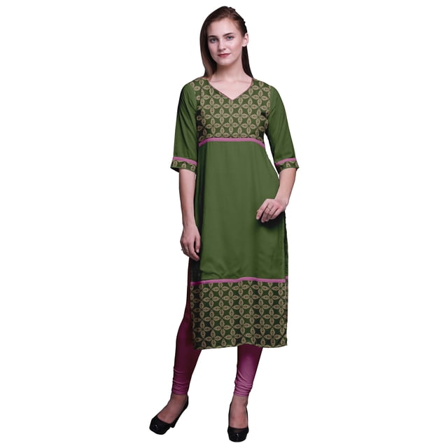 Bimba Tuniques Droites pour Femmes Kurta Imprimée Tenue d'Été Kurti pour Dames