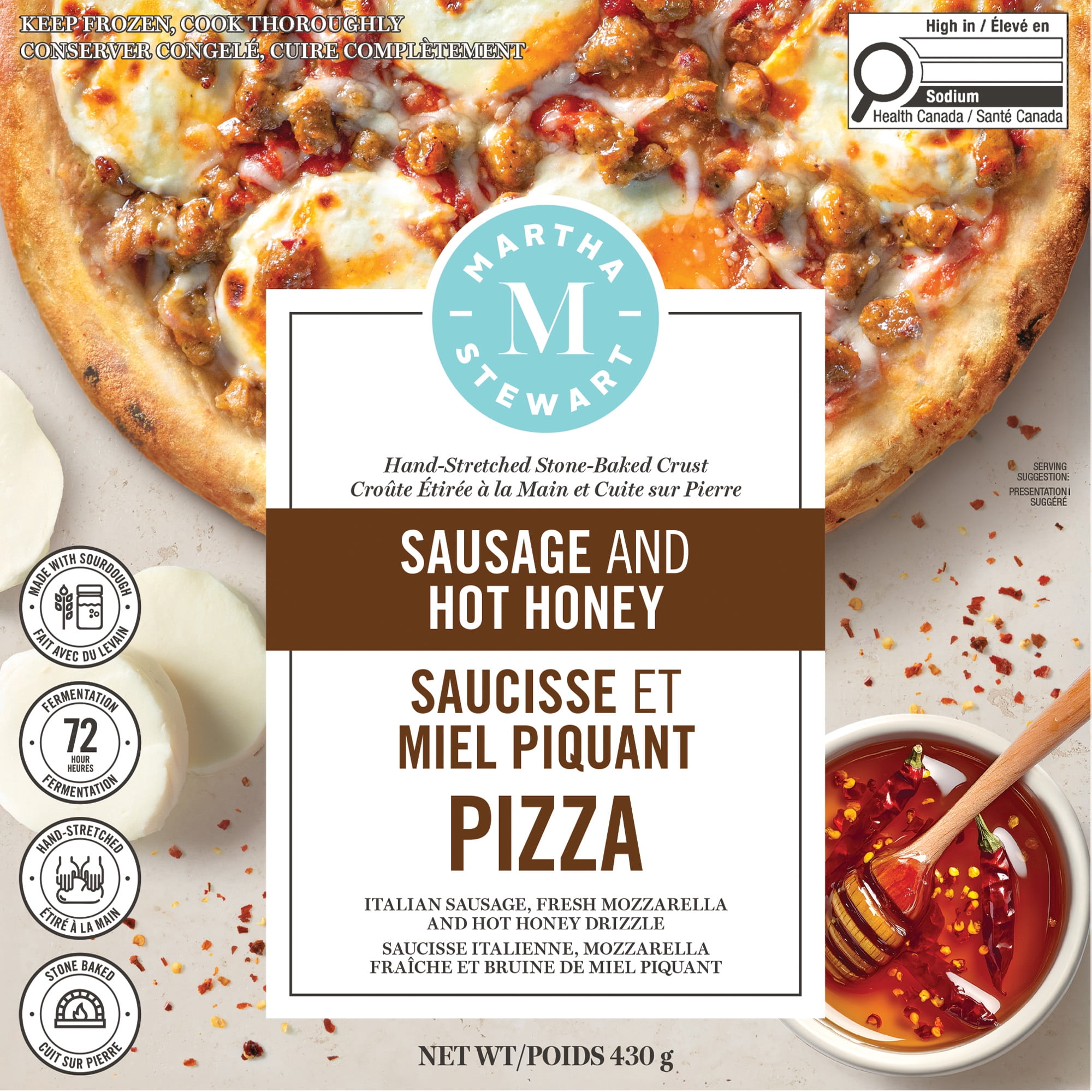 Pizza Martha Stewart à la saucisse et au miel piquant, 430 g