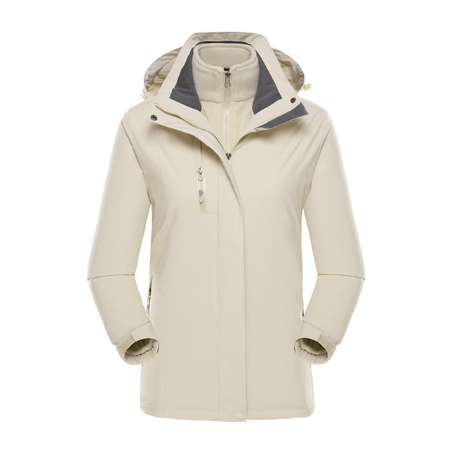 Qertyioot Plus Size Coat for Womens,Ladies Fleece Thickened Warm Hooded Reversible Jacket