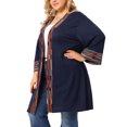 thumbnail image 4 of GRACE & GRANDEUR Women's Plus Size Fall Kimono Boho Open Front Midi Cardigan, 4 of 6