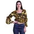 thumbnail image 1 of Moomaya Printed Womens Crop Top Wrap Style Top Wear Ruffle Long Sleeve Casual Summer Blouse, 1 of 5