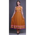 thumbnail image 2 of Bimba Robe Anarkali Orange à Fleurs, Col Mandarin, Sans Manches, Kurtis pour Femmes, Robe Maxi à Imprimé, XX-Grand, 2 of 6