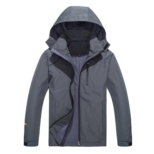 Dvkptbk Men Outdoor Hiking Jacket Water Windproof Jacket Solid Color Jacket Raincoat Lightweight Jacket Plus Size Coat Hooded Sports Jacket
