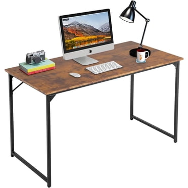 BestOffice Computer Desk, 47.2-Inch Home Office Writing & Study Table, Modern PC Workstation with Metal Frame, Brown