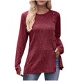 thumbnail image 1 of Pisexur Chandail Décontracté Asymétrique pour Femmes Couleur Unie Manches Longues Tricoté Côtelé Col Rond Bouton devant, 1 of 3