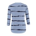 thumbnail image 3 of Qertyioot Hauts de Mode pour Femmes, T-shirt Ample Imprimé Mi-Long Manches 3/5 Blouse Col Rond Décontracté, 3 of 4