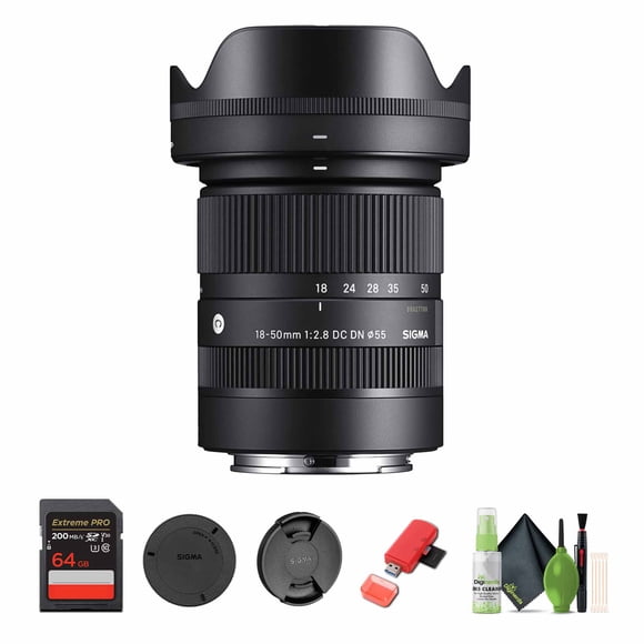 Sigma 18-50mm f/2.8 DC DN Contemporary Sony E (MFR Part #585965) Bundle. Great for Professional Portraits Weddings Indoor/Outdoor Adventure, Wildlife, Travel and Photo use + Accessories
