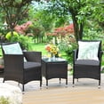 thumbnail image 2 of Costway Ensemble de Mobilier d'Extérieur 3 Pcs en Rotin PE Osier Chaises Table Basse Jardin Gris, 2 of 10