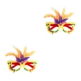 thumbnail image 1 of VONKY DIY Plume Eyeglasses Frame Carnival Theme Parties Decorative Eyewear Yellow purple 2Set, 1 of 6