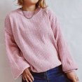 thumbnail image 2 of Timegard Chandails à Manches Longues pour Femmes Automne Hiver Décontractés Confortables Col Ras du Cou Manches Longues Bouffantes Hauts de Couleur Unie, 2 of 8