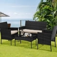 thumbnail image 2 of BestOffice Outdoor Rattan Wicker Loveseat Patio Furniture Set with Coffee Table and Cushions, Brown, 2 of 7