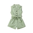 thumbnail image 1 of Faithtur Baby Girl Sleeveless Romper Button Shorts with Belt Jumpsuit, 1 of 6
