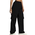 thumbnail image 1 of Timegard Cargo Pants for Women Elastic High Waist Solid Color Straight Leg Outdoor Pants with Pockets, 1 of 5