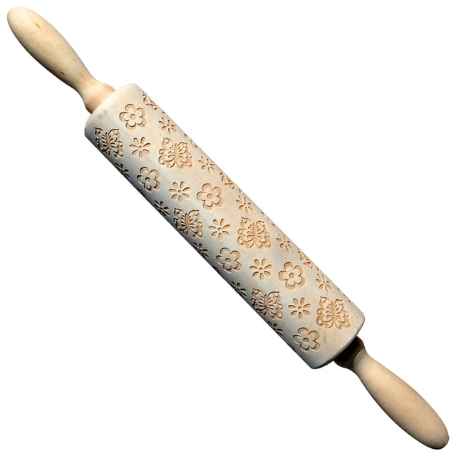 TIMIFIS Rolling Pin Wooden Easter Bunny Carrot Rolling Pin Printed Dough Stick Kitchen Gadgets