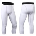 thumbnail image 2 of Men's Compression 3/4 Pants with Pockets,Workout Athletic Stretch Tights Leggings Athletic Base Layer, 2 of 3