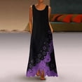 thumbnail image 1 of HKEJIAOI Liquidation des Ventes Robe Fleurie pour Femmes Robe d'Anniversaire Femmes Mode Sans Manches Imprimé Col Rond Longue Robe Maxi Robe Chemise de Plage Violet, 1 of 5
