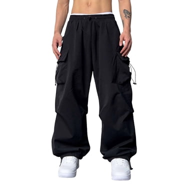2025 Men's Cargo Pants Mens Casual Waist Color Utility Pants Men Sports Hat Multi Woven Wild Gr Pants Pocket Foot Rope Solid Motorcycle Pants Street Cargo Tie Men's Slim Fit Cargo