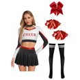 thumbnail image 1 of Yhong Womens Cheerleading Costume 5PCS Cheer Uniform High School Cheer Leader Fancy Dress Outfits Red S, 1 of 6
