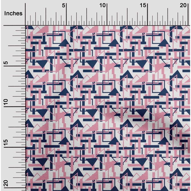 oneOone Tissu Polyester Lycra Carré & Triangle Imprimé Géométrique BTY 56 Pouces de Large